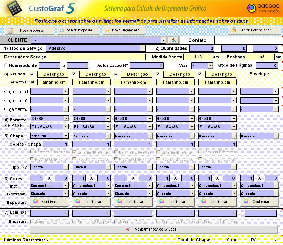 CustoGraf 5 - Sistema para Cálculo de Orçamento Gráfico